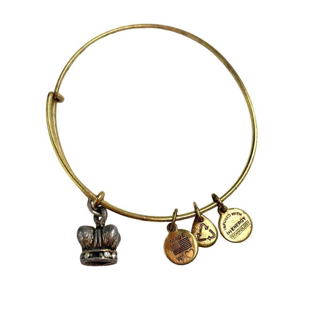 Alex and Ani Crystal Crown Charm Bracelet - Gold/Silver, Expands 2"-3.5"
